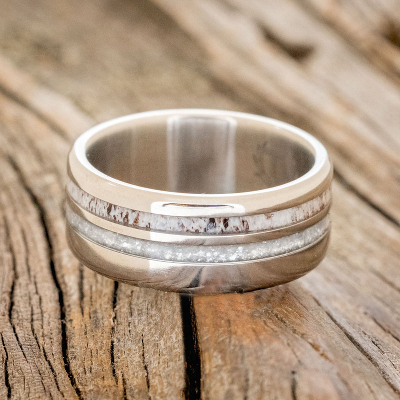 "COSMO" - DIAMOND DUST & ANTLER WEDDING BAND - READY TO SHIP-3