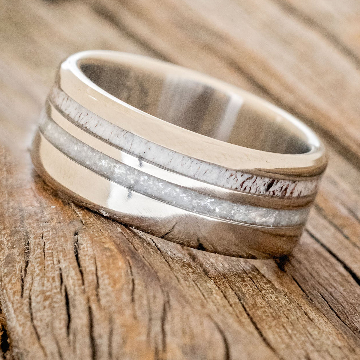 "COSMO" - DIAMOND DUST & ANTLER WEDDING BAND-2