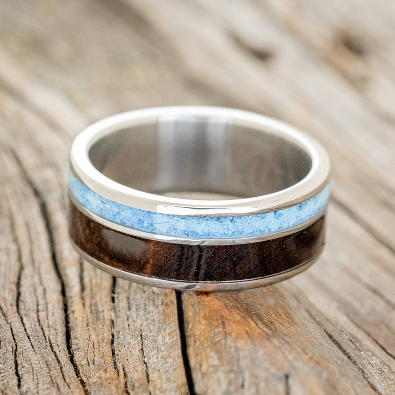 "RAPTOR" - TURQUOISE & IRONWOOD WEDDING BAND - READY TO SHIP-3