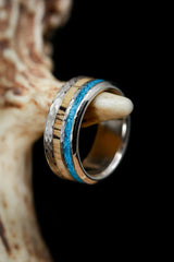 Wooden Wedding Ring with Turquoise - Staghead Designs