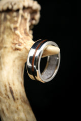 "VERTIGO" - IRONWOOD WEDDING RING WITH ANTLER LINED BAND-24