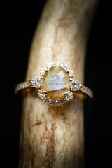 "OPHELIA" - OVAL LABRADORITE ENGAGEMENT RING WITH DIAMOND HALO & ACCENTS