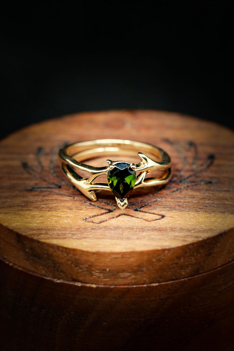 The "Artemis" is a twig-style tourmaline women's engagement ring with delicate and ornate details and is available with many center stone options-Unique Engagement Ring for Women Featuring Tourmaline - Staghead Designs
