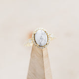 "KB" - OVAL WHITE BUFFALO TURQUOISE ENGAGEMENT RING WITH DIAMOND HALO & ACCENTS