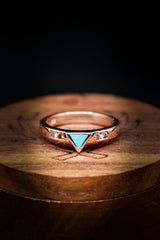 Turquoise Triangle Engagement Ring - Diamond Accent Engagement Ring - Staghead Designs