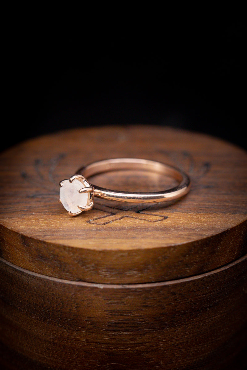 ROUND CUT MOONSTONE SOLITAIRE ENGAGEMENT RING