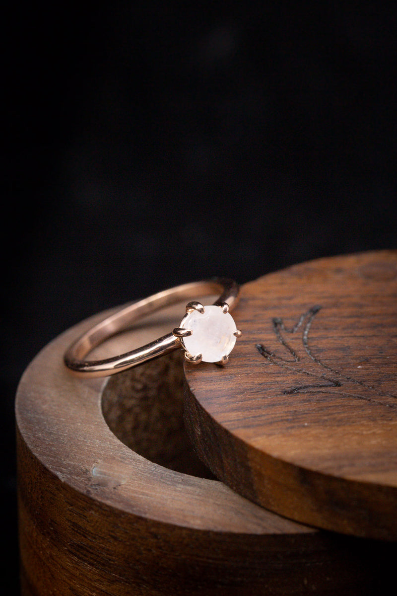 ROUND CUT MOONSTONE SOLITAIRE ENGAGEMENT RING