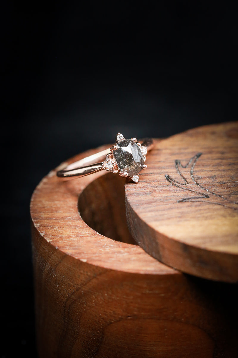 Zella Salt & Pepper Diamond Engagement Ring on Staghead Designs Ring Box