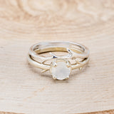 "ARTEMIS" - ROUND MOONSTONE ENGAGEMENT RING WITH AN ANTLER-STACKING BAND