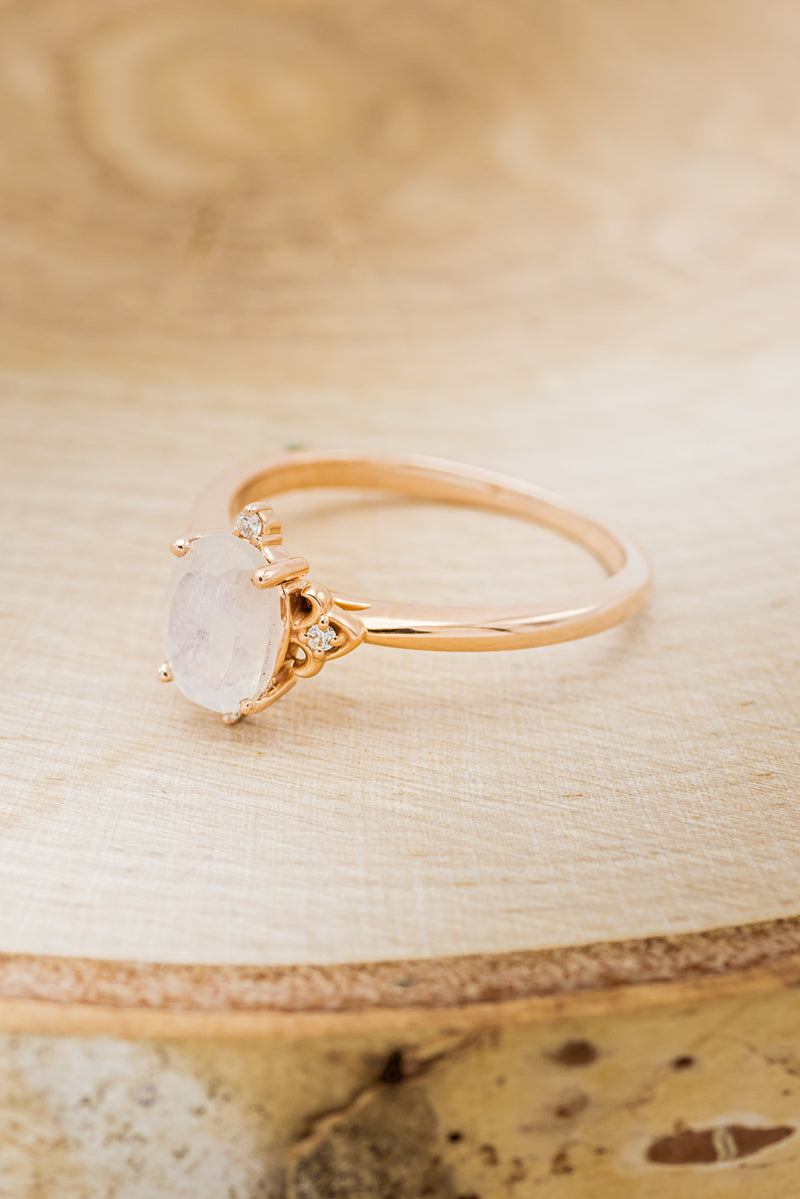Zella oval moonstone wedding ring in gold band
