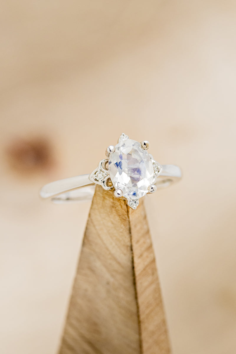 Zella Oval Moonstone engagement ring with diamond accents