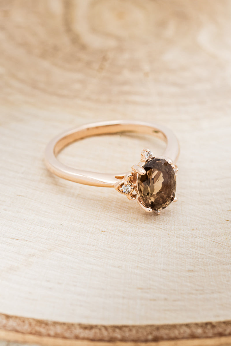 Zella Oval Smoky Quartz Wedding Ring with Diamond Accents