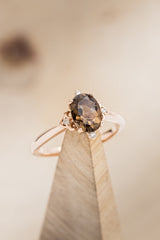 Zella Oval Smoky Quartz Engagement Ring with Diamond Accents