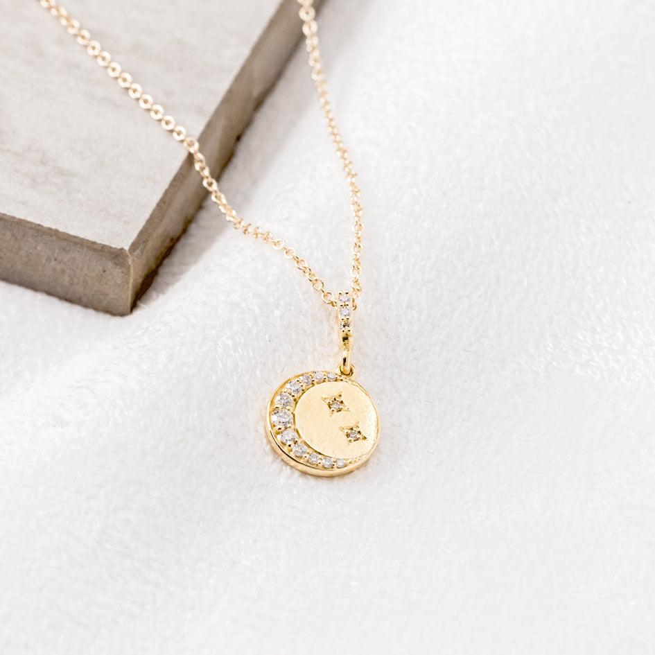 DIAMOND CRESCENT MOON CHAIN NECKLACE-2