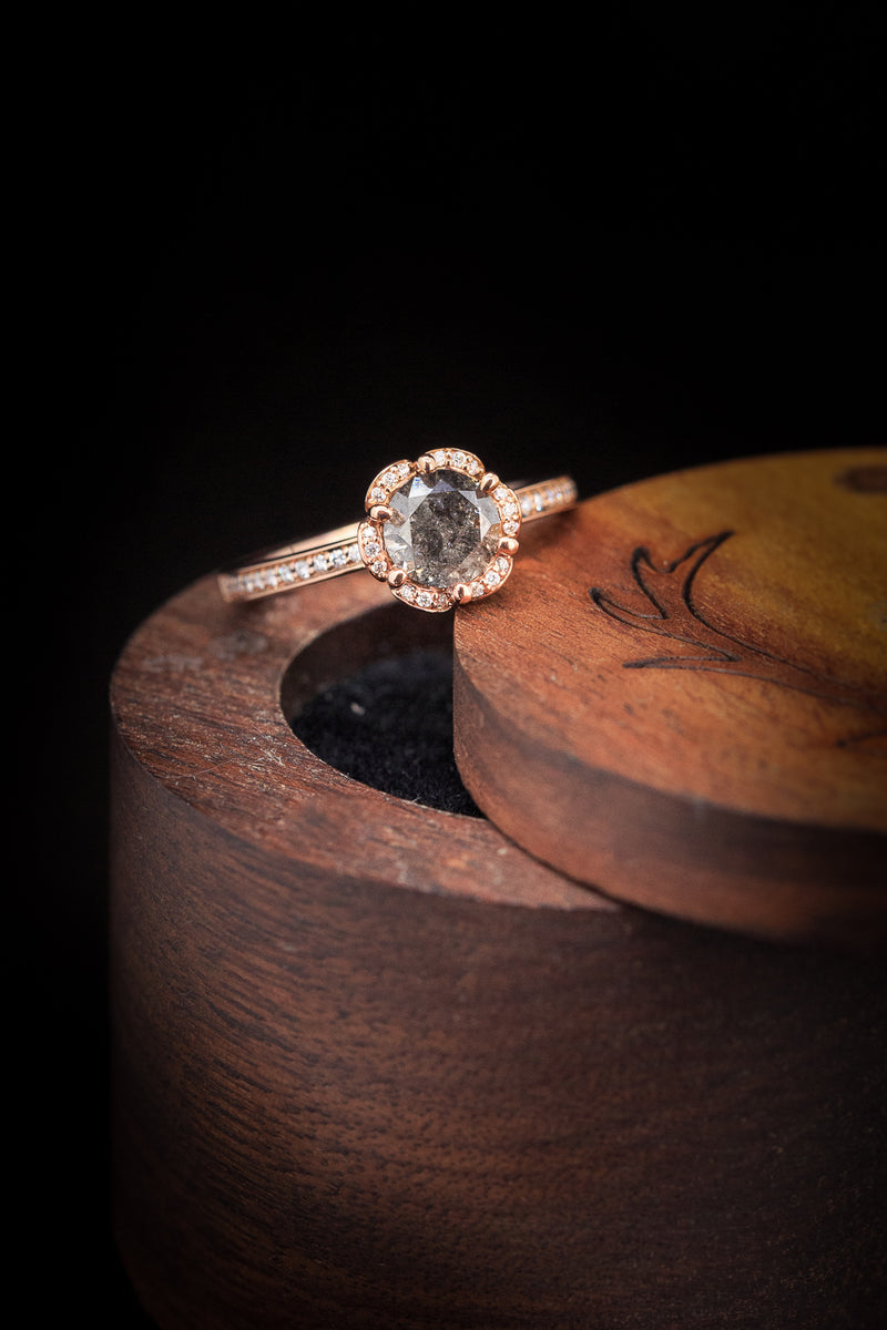 "ROSALIE" - ENGAGEMENT RING WITH DIAMOND HALO & ACCENTS - MOUNTING ONLY - SELECT YOUR OWN STONE