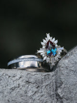 "AUTUMN" - PEAR-SHAPED LAB-GROWN ALEXANDRITE ENGAGEMENT RING WITH DIAMOND HALO-7