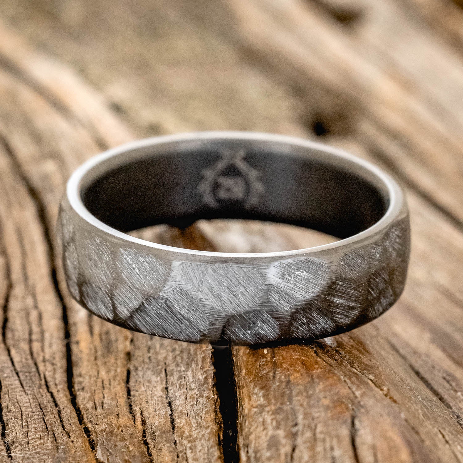 FACETED BLACK ZIRCONIUM RING WITH A TEXTURED FINISH-3