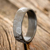 FACETED BLACK ZIRCONIUM RING WITH A TEXTURED FINISH