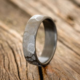 FACETED WEDDING RING WITH TEXTURED FINISH - BLACK ZIRCONIUM - SIZE 11 1/2