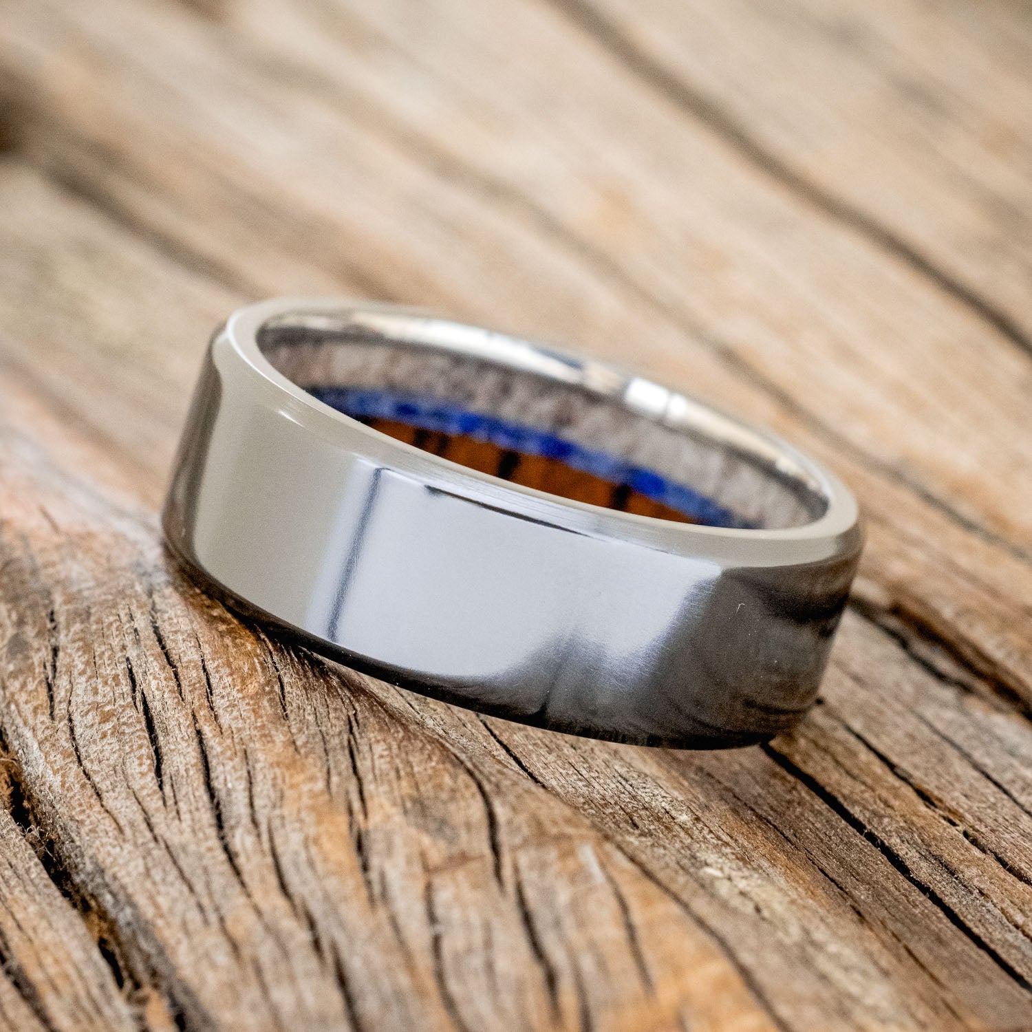 "ARGOS" - ANTLER, IRONWOOD & LAPIS LAZULI WEDING RING-4