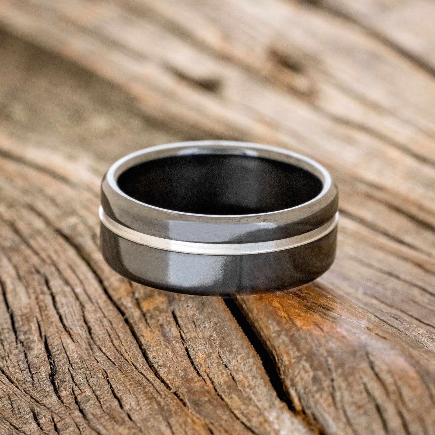 BLACK ZIRCONIUM WEDDING BAND WITH OFFSET CUT ETCHING-3