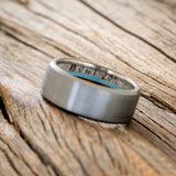 "ARGOS" - ANTLER, IRONWOOD & TURQUOISE LINED WEDDING BAND WITH BRUSHED FINISH - READY TO SHIP-5