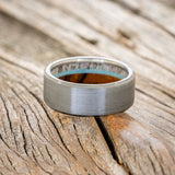 "ARGOS" - ANTLER, IRONWOOD & TURQUOISE LINED WEDDING BAND WITH BRUSHED FINISH - READY TO SHIP-6