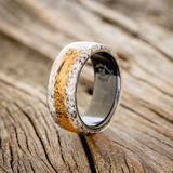 "CANYON" - SPALTED MAPLE & ANTLER WEDDING BAND - READY TO SHIP-7