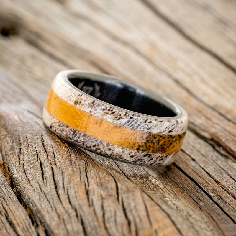 "CANYON" - SPALTED MAPLE & ANTLER WEDDING BAND - READY TO SHIP-8