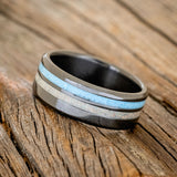 "COSMO" - MATCHING SET OF TURQUOISE & FIRE AND ICE OPAL WEDDING RING