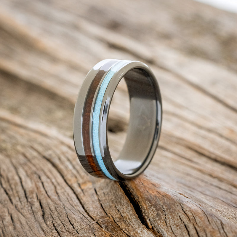 "COSMO" - IRONWOOD & TURQUOISE WEDDING BAND - READY TO SHIP-4