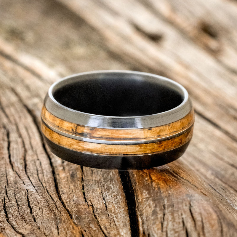 "COSMO" - DOMED WHISKEY BARREL WEDDING RING - READY TO SHIP-6