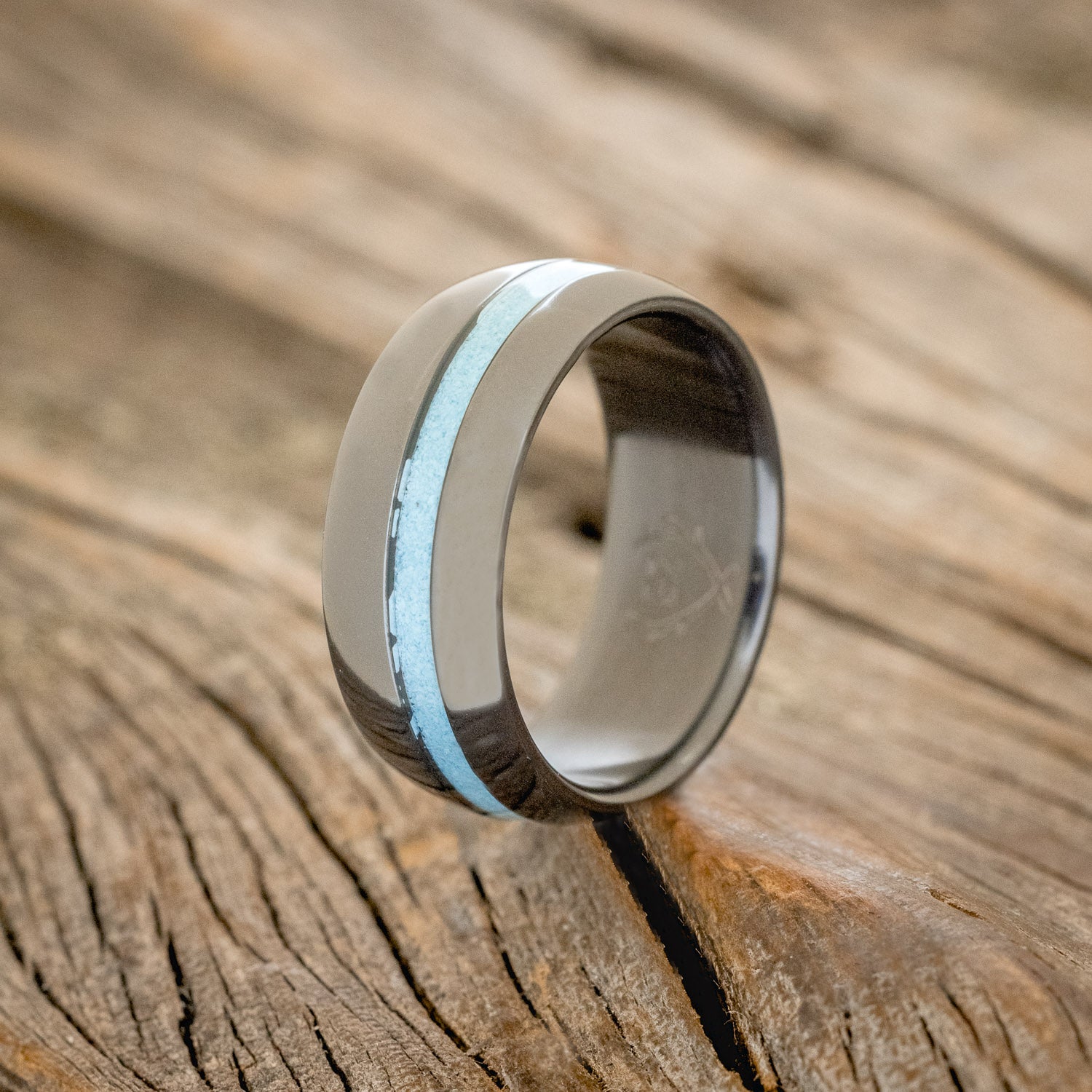 "VERTIGO" - DOMED TURQUOISE WEDDING BAND - READY TO SHIP-7