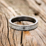"PERENNA" - MOONSTONE STACKING BAND FEATURING BLACK ZIRCONIUM WITH HAMMERED EDGES
