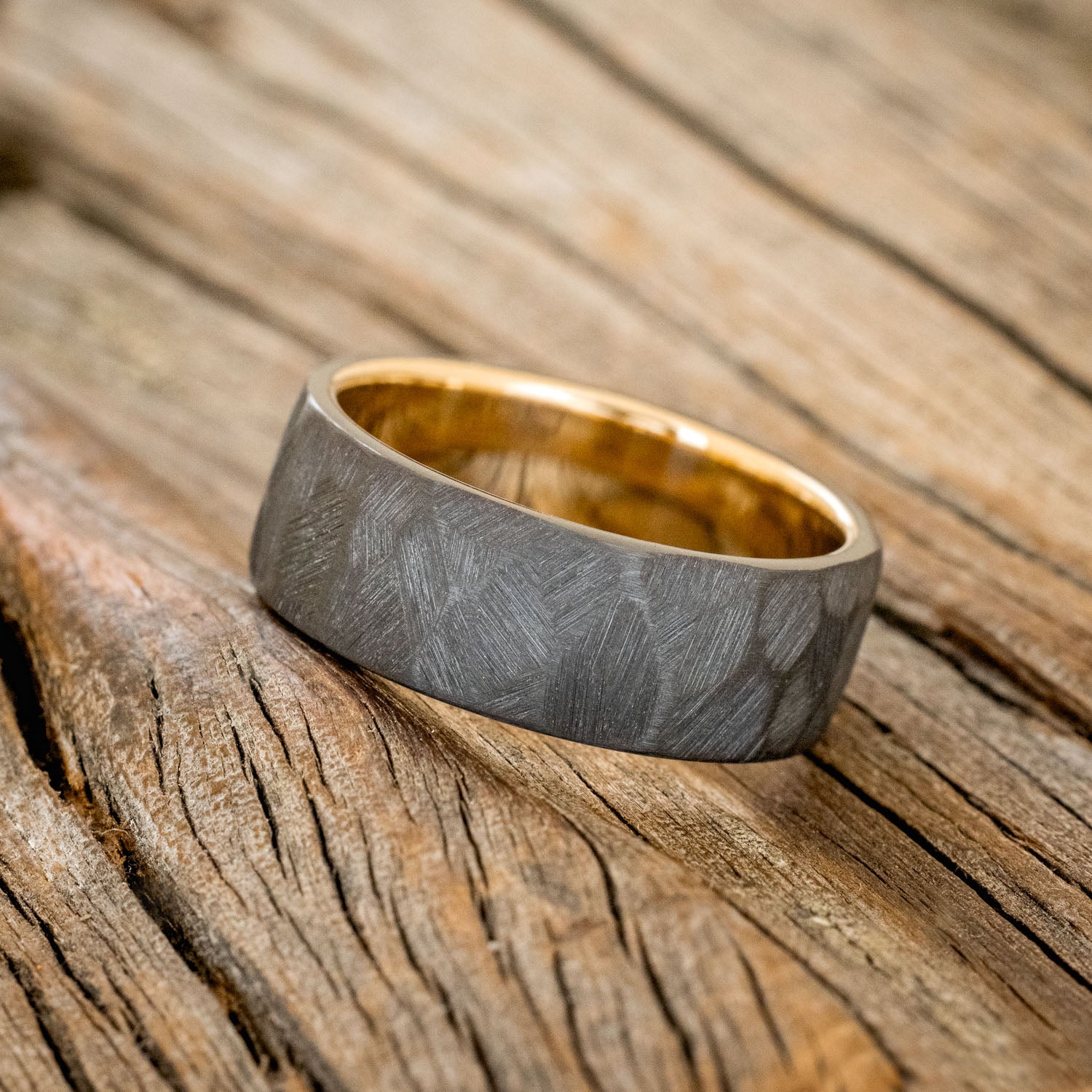 FACETED BLACK ZIRCONIUM WEDDING RING WITH A 14K GOLD LINING-2