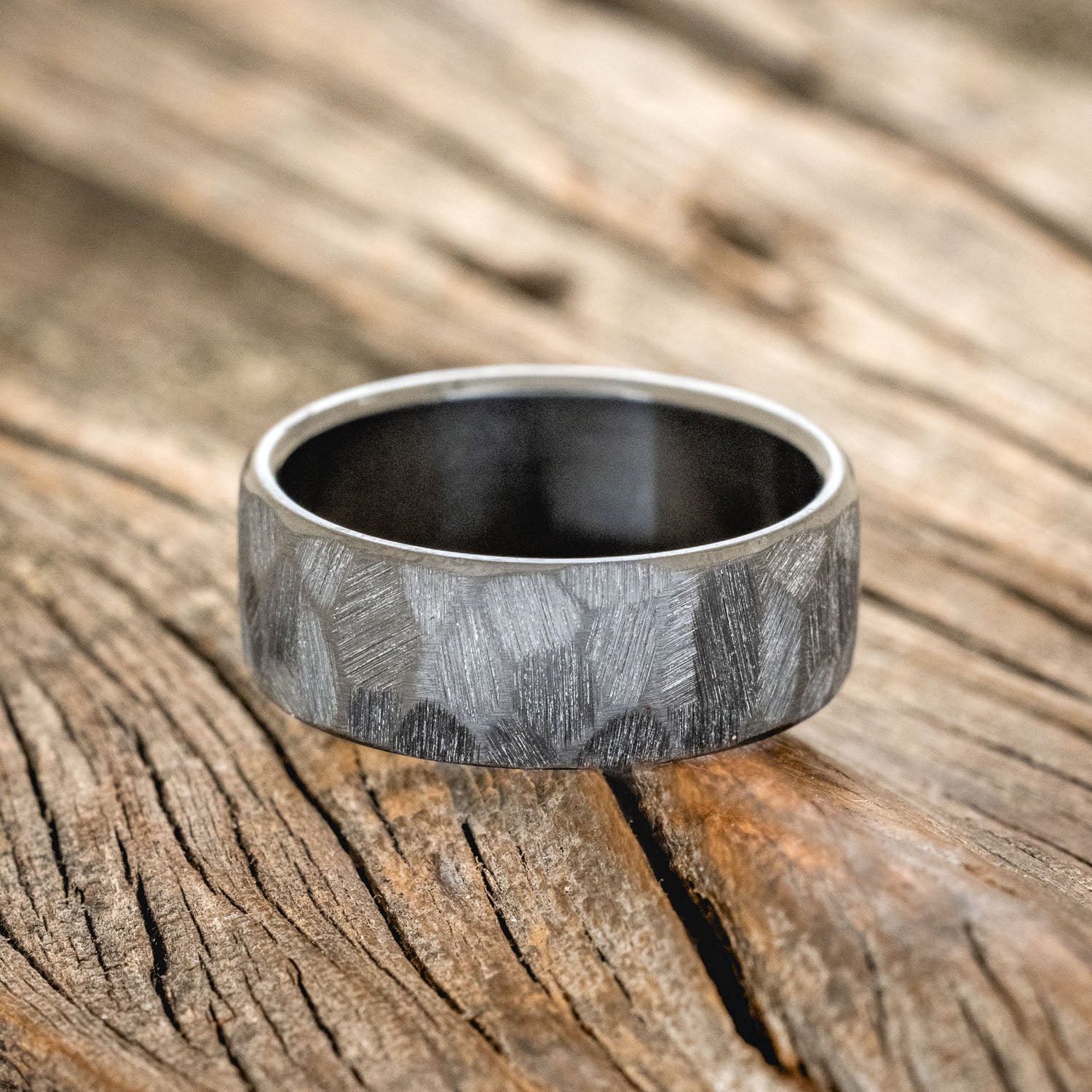 FACETED WEDDING RING WITH TEXTURED FINISH - READY TO SHIP-7