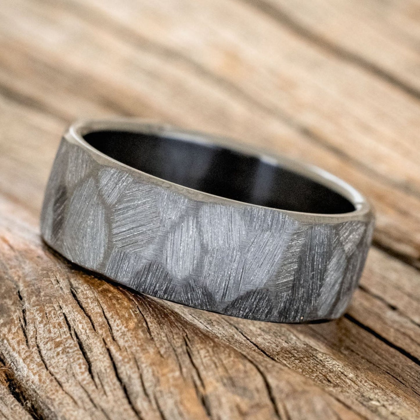 FACETED WEDDING RING WITH TEXTURED FINISH-6