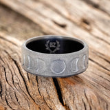 "LUNAR" - MOON PHASE WEDDING BAND WITH SANDBLASTED FINISH-6