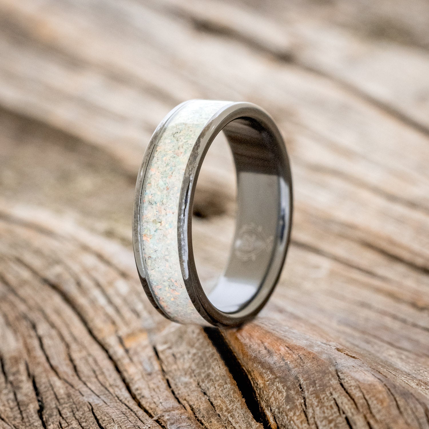 "RAINIER" - FIRE & ICE OPAL WEDDING BAND-4