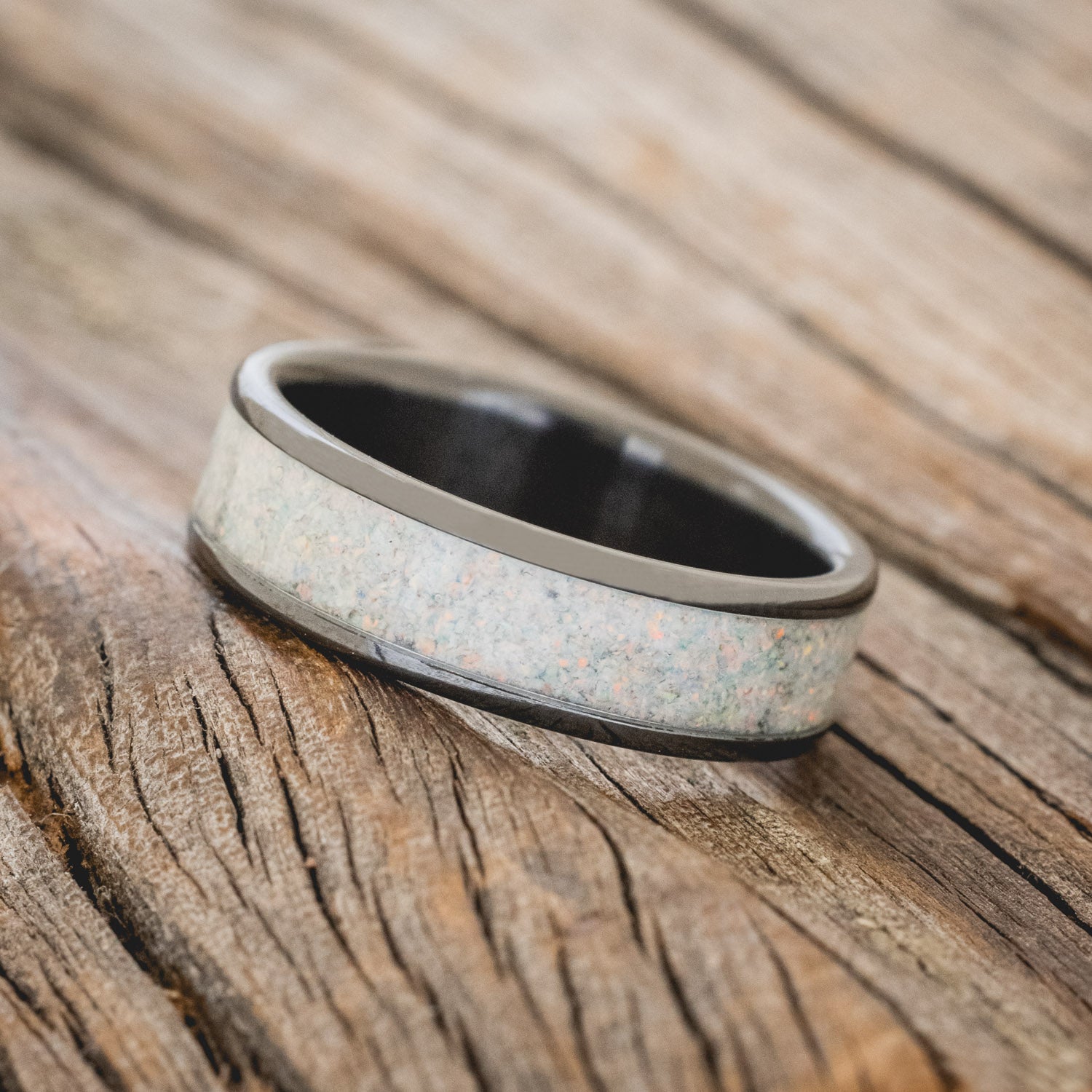 "RAINIER" - FIRE & ICE OPAL WEDDING BAND-5