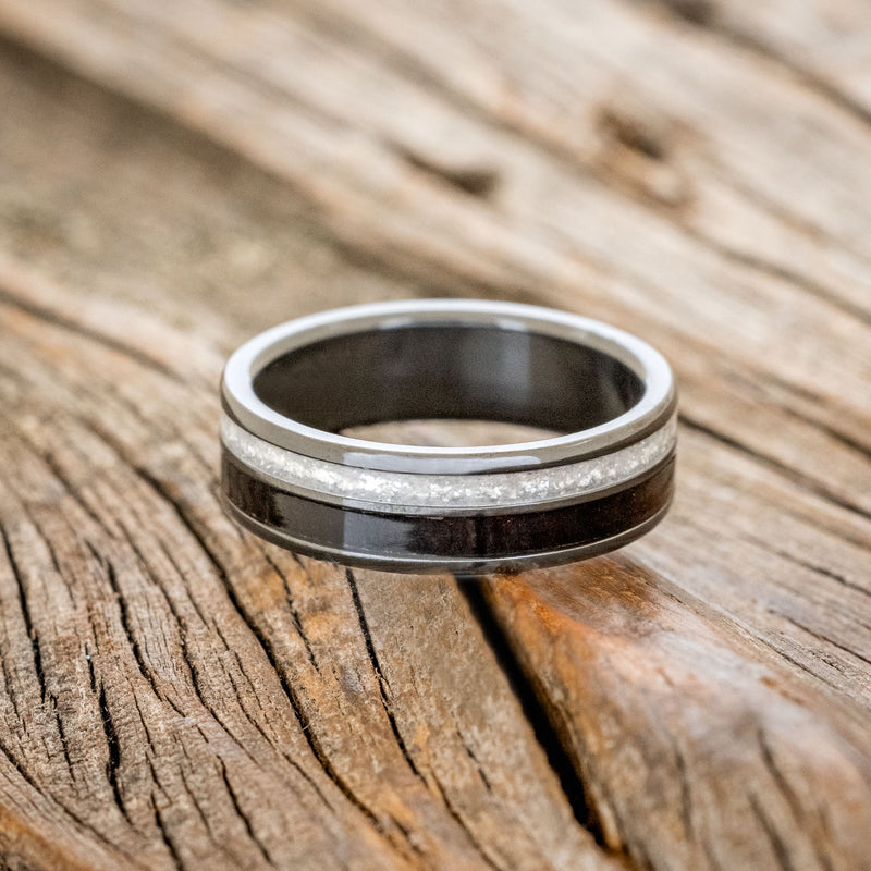 "RAPTOR" -DIAMOND DUST & WENGE WOOD WEDDING BAND-3