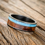 "RAPTOR" - REDWOOD & TURQUOISE WEDDING BAND-5