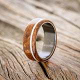 "REMMY" - REDWOOD & MOTHER OF PEARL WEDDING RING - READY TO SHIP-7