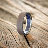 BLUE GOLDSTONE CHANNEL LINED RING WITH SANDBLASTED FINISH-7