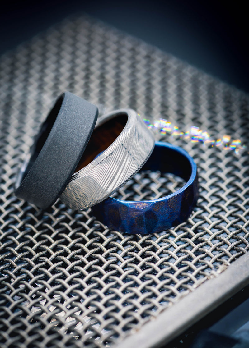 FIRE-TREATED & SEASCAPED TITANIUM RING - READY TO SHIP