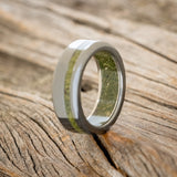 "VERTIGO" - MOSS INLAY & LINING WEDDING RING-9