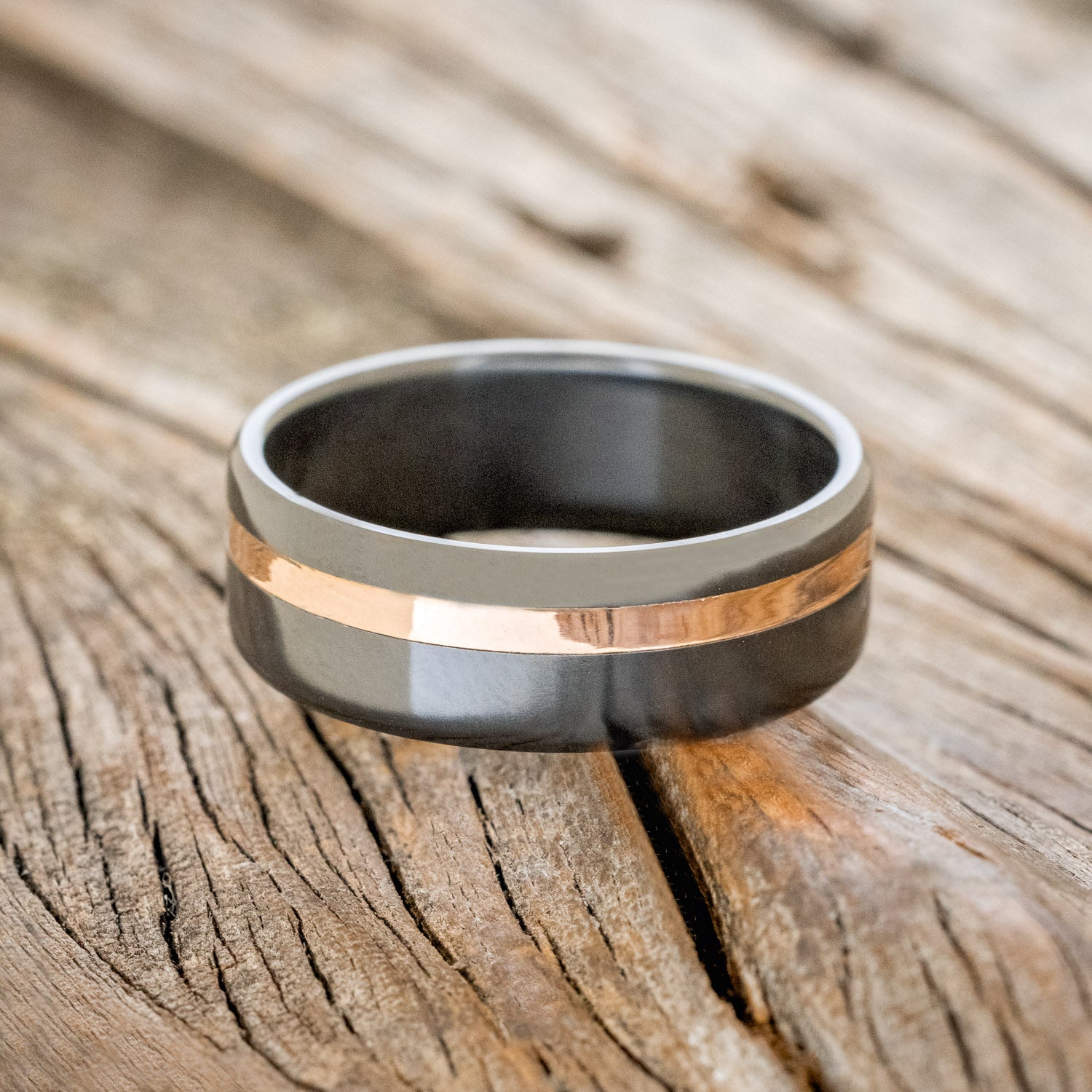 "VERTIGO" - 14K GOLD INLAY WEDDING RING-6
