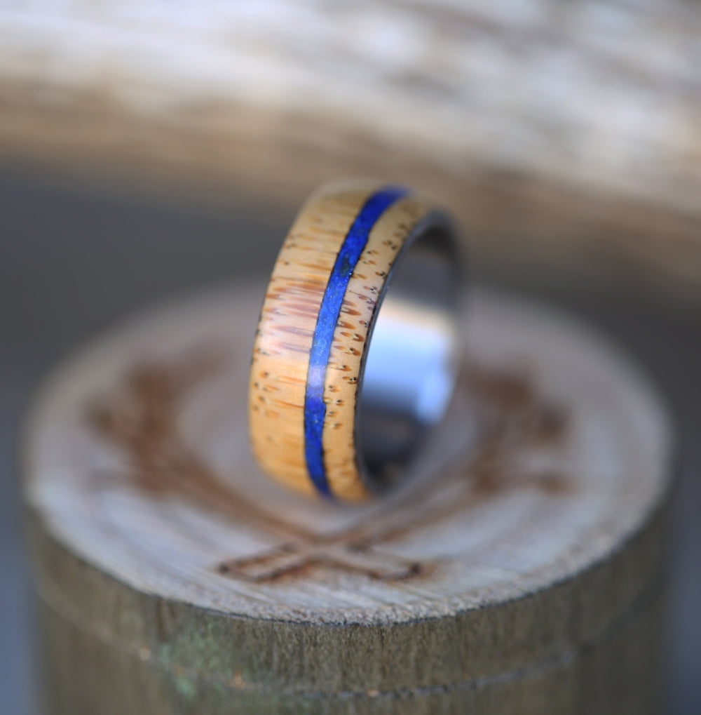 "REMMY" - BAMBOO & LAPIS LAZULI WEDDING RING-2