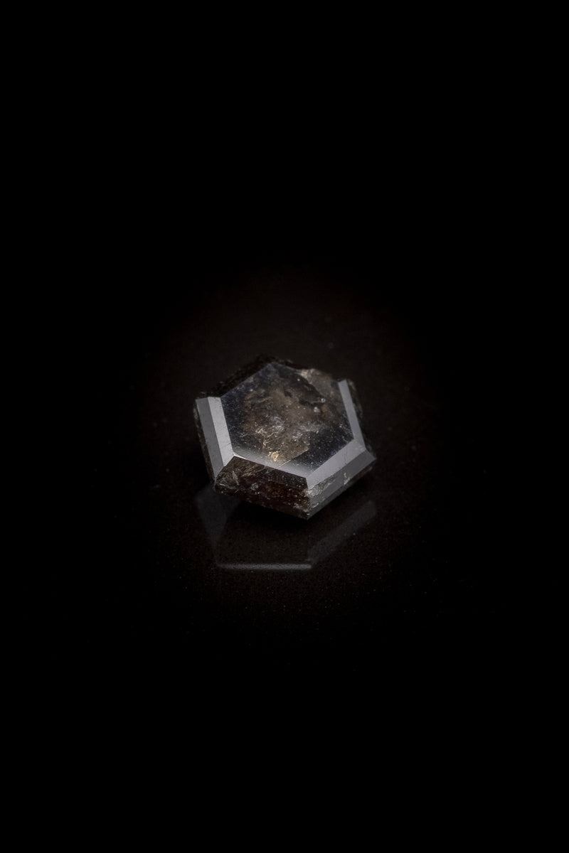 "BRIA" SALT AND PEPPER DIAMOND IN HEXAGON CUT
