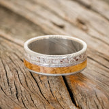 "ELEMENT" - ANTLER, CHAROITE, & WHISKEY BARREL WEDDING BAND - READY TO SHIP-5